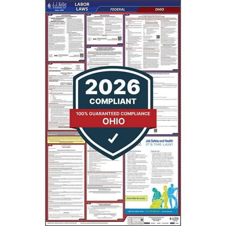 Ohio and Federal Labor Law Poster (English, OH State) - OSHA Compliant All-in-One Laminated Poster