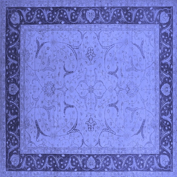 Ahgly Company Indoor Square Oriental Blue Industrial Area Rugs, 4' Square