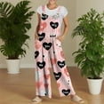 thumbnail image 5 of Fgvctg Valentine's Day Overalls for Women Sleeveless Date Night Spaghetti Straps Overall Casual Wide Leg Pant Love Heart Graphic Bib Overalls Romper Sprimg Pant With Pockets Pink 3XL, 5 of 7
