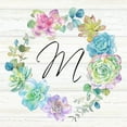thumbnail image 2 of Coulter, Cynthia 15x15 White Modern Wood Framed Museum Art Print Titled - Sweet Succulents Wreath Monogram M, 2 of 4