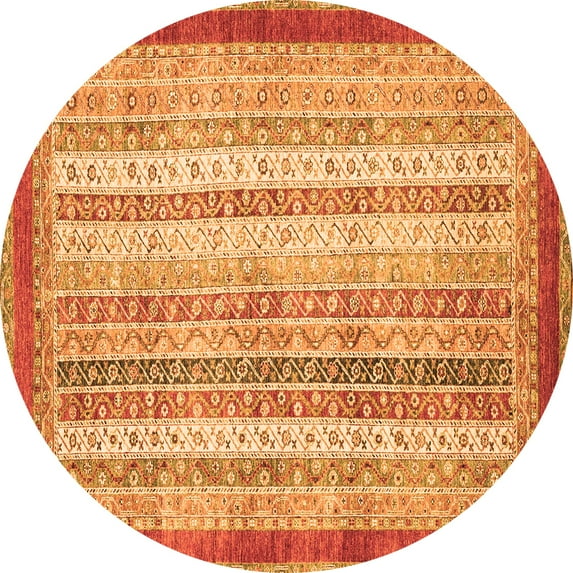 Ahgly Company Indoor Round Abstract Orange Modern Area Rugs, 4' Round