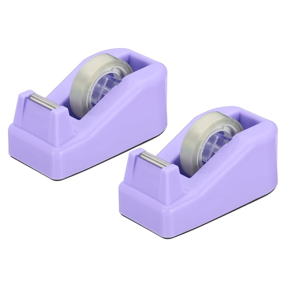 2pcs Tape Dispenser Desk, Small Tape Dispenser Cute Desktop Dispenser Holder for Tape Office Desktop, Purple