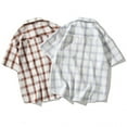 thumbnail image 4 of YYDGH Men's Plaid Short Sleeve Button Down Shirts Casual Cotton Classic Dress Shirts with Pocket Brown XL, 4 of 4