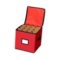 thumbnail image 2 of Caja de almacenamiento para adornos navideños con tapa y divisores rojo, 2 of 9