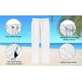 thumbnail image 4 of LVCBL Men's Summer Loose Casual Linen Long Trousers with Pockets Elastic Waist M-3XL, 4 of 5