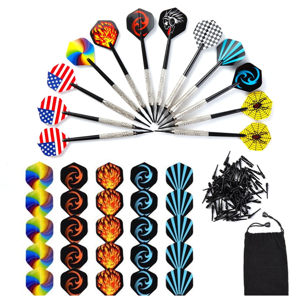 12 PCS Professional Soft Tip Darts Set with Extra Plastic Tips for