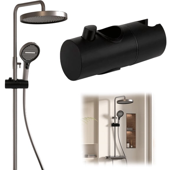 Shower Head Bracket Adjustable Shower Holder Handheld Shower Mount Slide Bar Clamp, Height Adjustable Shower Wand Clip, Replacement Bathroom Shower Accessory for Handheld Shower Installation 1Pcs
