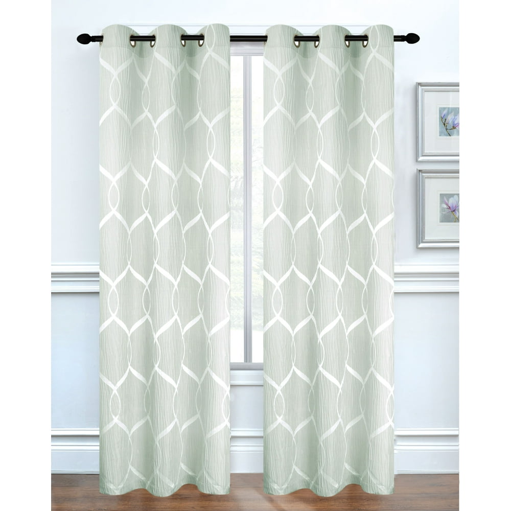 Dainty Home Alexa Curtain Panel, Set of 2, 84" x 76", Aqua Walmart