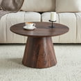 thumbnail image 5 of LUFTUT 25.6" Round Coffee Table, Modern Wood-Look Pedestal Coffee Table with 1" Thick Engineered-Wood Top, Mid-Century Center Table for Living Room, 300 lb Capacity (Brown), 5 of 7