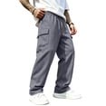 thumbnail image 3 of Dwelliawo Cargo Sweatpants for Men Baggy Elastic Waist Lounge Pants with Pockets Dark Gray S, 3 of 5
