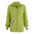 thumbnail image 2 of Jxximdong Button Up Shirts Women Women's Button Up Shirts V Neck Casual Long Sleeve Loose Shirt Tops Green Spring Tops XXL, 2 of 4