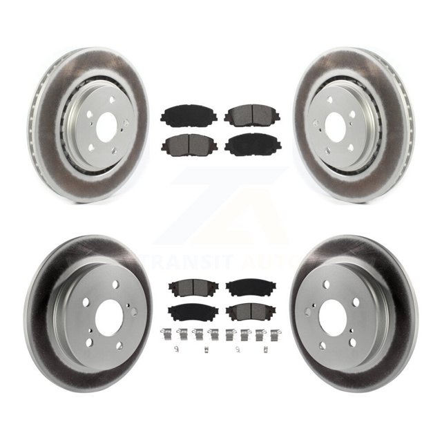 Transit Auto Front Rear Coated Disc Brake Rotors and Semi-Metallic Pads Kit for Car 2020 Toyota Camry XSE with TRD Package KGS-103581