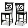 thumbnail image 2 of Baxton Studio Chandler Modern and Contemporary Grey Fabric Upholstered and Espresso Brown Finished Wood 2-Piece Counter Height Pub Chair Set, 2 of 8