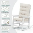 thumbnail image 6 of KINGYES HDPE Oversize Outdoor Rocking Chair with Thick Cushion, Porch Rocker Chair, White Chair with Beige Cushion, 6 of 7