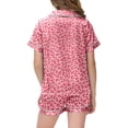 thumbnail image 4 of Pyjamas en Satin pour Garçon Imprimé Manches Courtes Ensemble de Hauts Boutonnés Pyjamas Décontractés pour Filles Ensemble de Pyjamas pour Garçons Mode, 4 of 4
