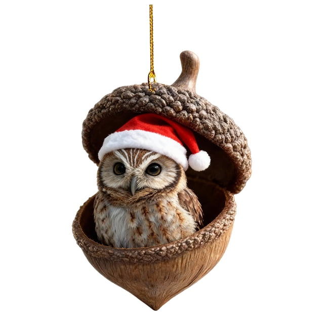 Christmas Tree Ornaments Acrylic Forest Animals Print Decorations 3.1 in With Hanging Cord For Holiday Tree Display