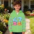 thumbnail image 2 of MEZZALL Boys Cartoon Number 67 Print Hooded Zip Up Jacket Long Sleeve Athletic Sweatshirt Outerwear Kids Lovely Tops Coats, 2 of 6