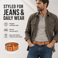 thumbnail image 6 of TRISJEM Men's Double Prong Belt, Big & Tall 39"-41" Waist, Textured PU Leather Belt with Breathable Elongated Slots, Adjustable Casual Work Belt for Jeans Work Pants, Black Dark Brown Orange, 3 Color, 6 of 8