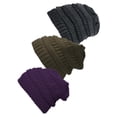 thumbnail image 1 of Bonnet Tricoté pour Femmes Lot de 3 - Mélange Foncé/violet/olive Foncé, 1 of 1