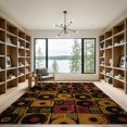thumbnail image 2 of ODIKA 9'x12' Washable Area Rug Record Vinyl Retro Music Disc Featuring Turntable Player Dj Cassette for Master Suite, California King, Under Bed, Non-Shedding, Easy Care, 2 of 7