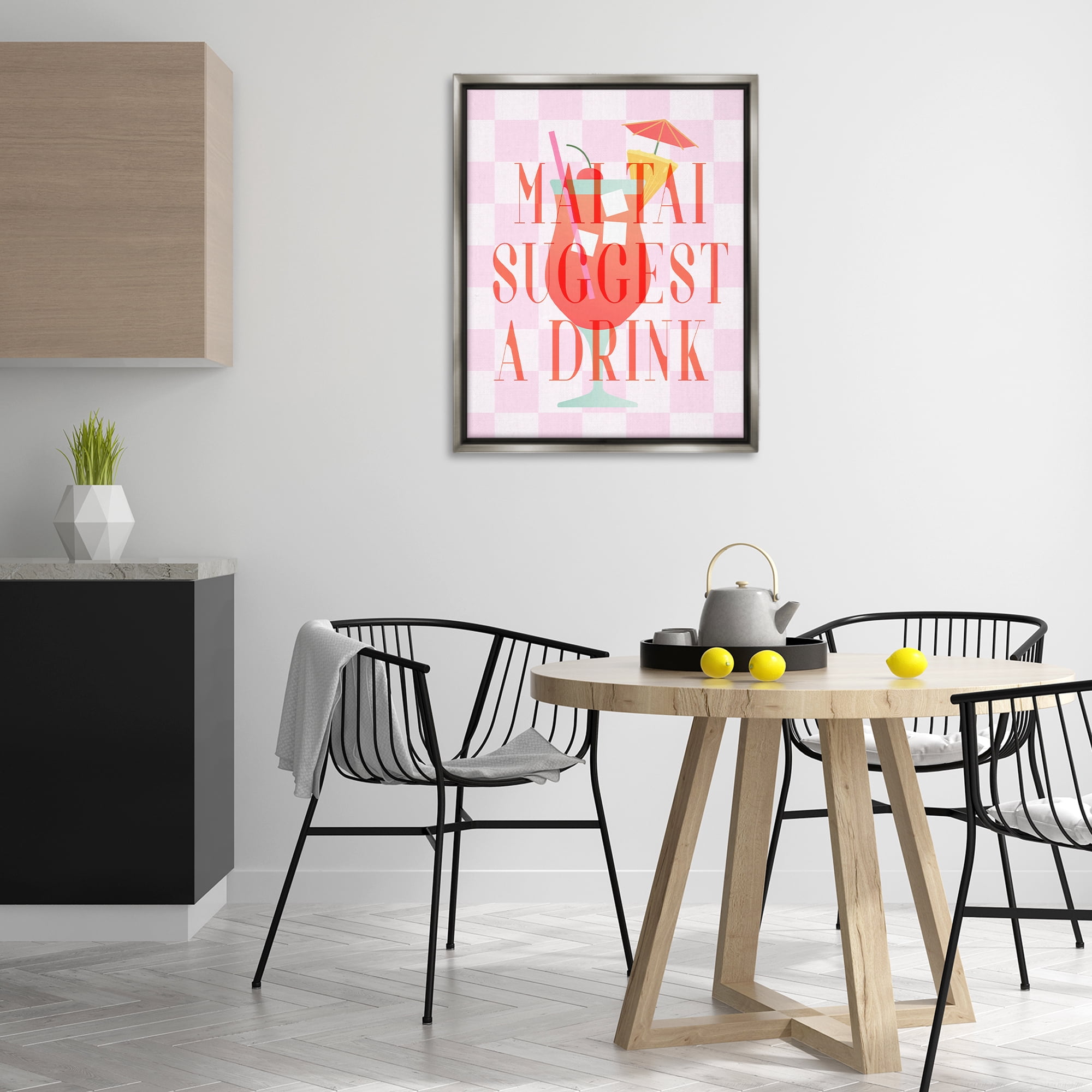 Stupell Industries Mai Tai Suggest A Drink Food & Beverage Painting Gray Floater Framed Canvas Art Print Wall Art, 25 x 31