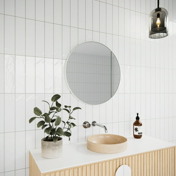 Glass Warehouse One Door Steel Frame Round Shape Medicine Cabinet White