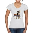 thumbnail image 2 of Wild Bobby, Cute Colorful Elephant Squirrel Mosaic, Animal Lover, Women Standard V-Neck Tee, White, X-Large, 2 of 4