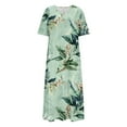 thumbnail image 3 of Ytndtr Womens 2025 Short Sleeves Floral Print V-Neck Summer Sundress Maxi Dress, 3 of 4