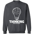 thumbnail image 2 of OXI Crewneck Sweatshirt - Thinking Please Be Patient,Basic Casual Sweatshirts for Men's and Women Fleece Sweatshirt Long Sleeve- Charcoal 2X-Large, 2 of 2