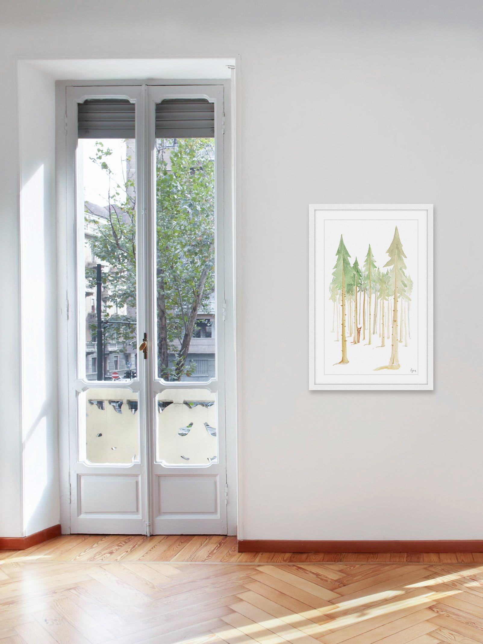 Cat in the Forest 24 in x 36 in Framed Painting Art Prints, by Marmont Hill