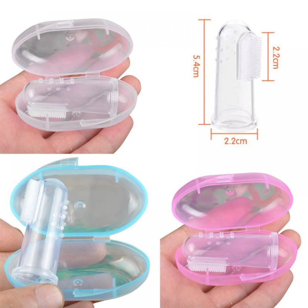 Savlot Baby Finger Toothbrushes Infant Toddlers Teeth Brushes Soft Baby Tongue Cleaners with Cases for Baby Oral Cleaning Tooth Training Supplies