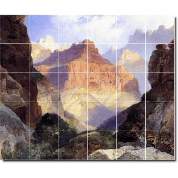 Ceramic Tile Mural-Thomas Moran Landscapes Painting 582. 72" w x 60" h using (30) 12 x 12 ceramic tiles