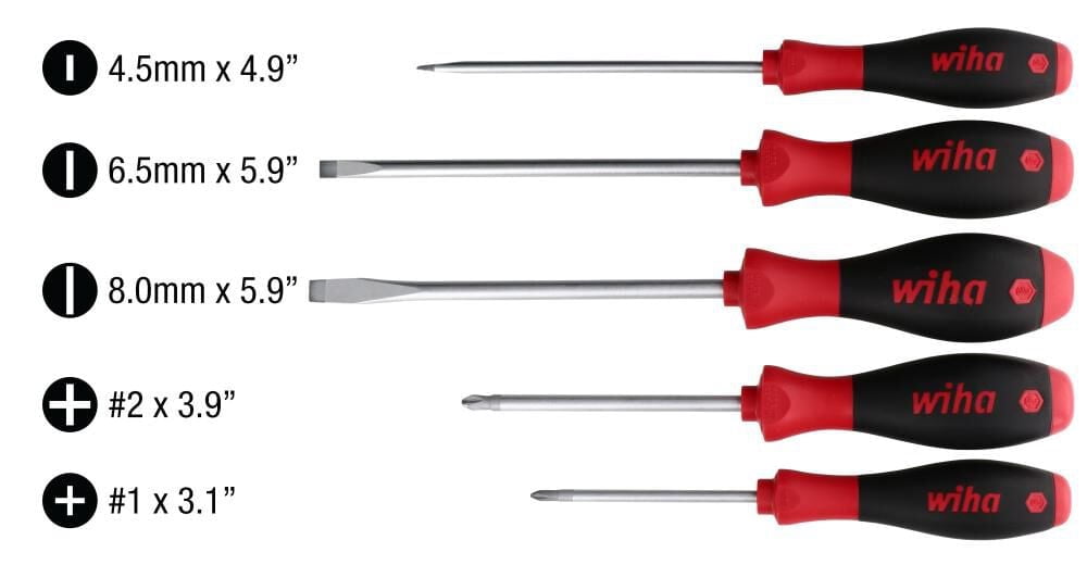 Wiha Softfinish Slotted And Phillips Screwdriver Set 5Pc
