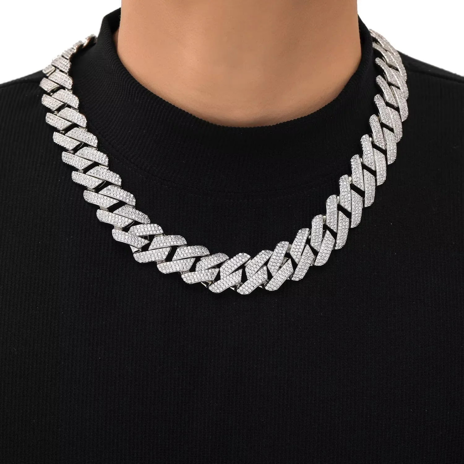 AIXZETHY 20MM Cuban Link Chain for Men Iced Out Miami Cuban Necklace Real Gold Plated 5A+ Zicron Iced Out Chain Gold/Silver Bling Diamond Luxury Hip Hop Jewelry Gifts for Women Men