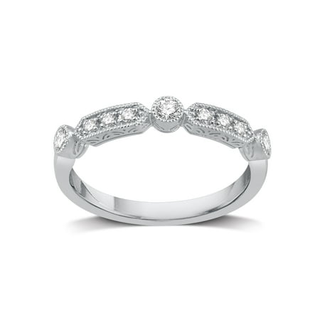 - Allure Sterling Silver 1/5ct TDW Diamond Stackable Wedding Band - White I-J