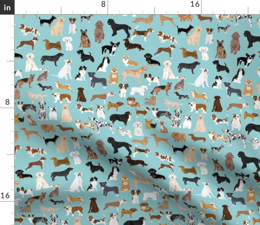 Fabric Dachshunds Patterned on Baby Blue Timeless Cotton by the 1/4 yard BIN 