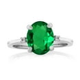 thumbnail image 2 of Gem Stone King 2.19 Ct Oval Green Nano Emerald White Topaz 925 Sterling Silver Ring, 2 of 4
