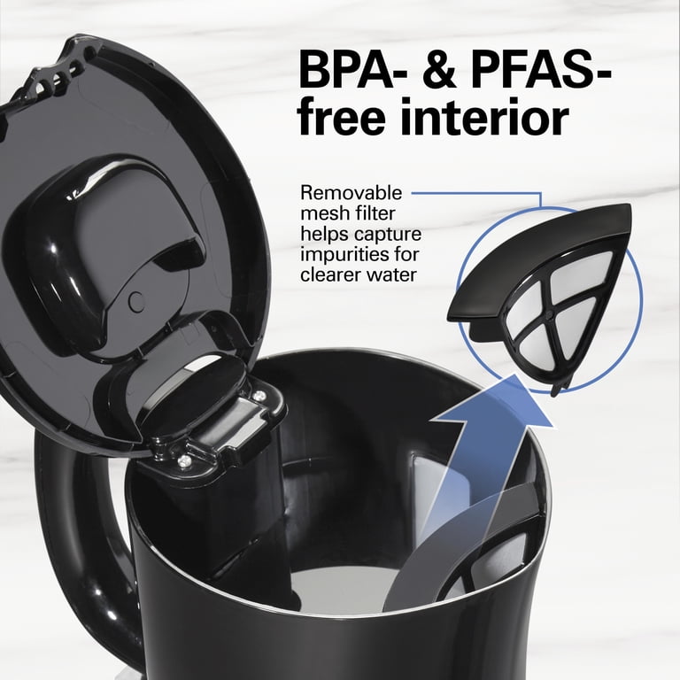 Hamilton Beach Electric Kettle, Tea & Water Kettle, 1.7L, Black