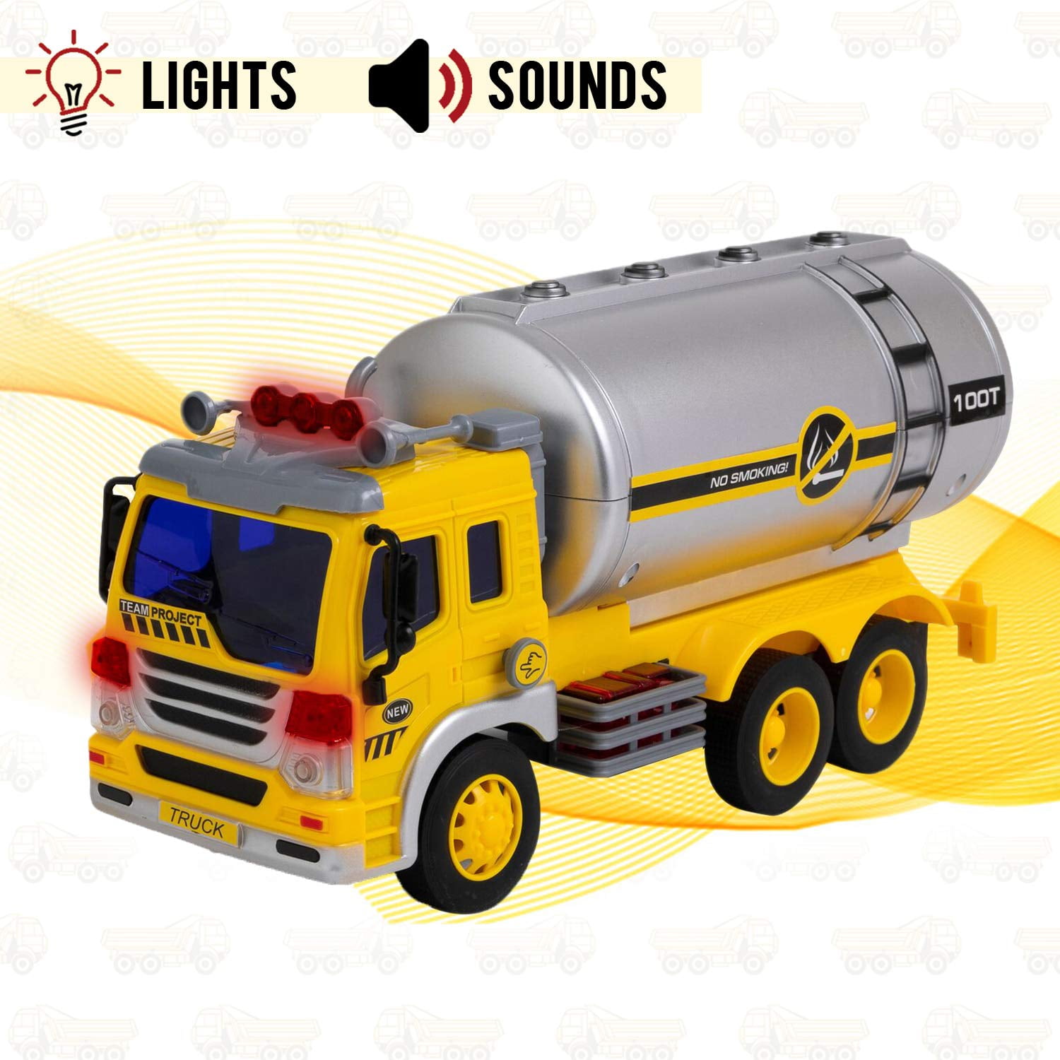 WolVol Friction Powered Oil Tanker Truck Toy with Lights and Sounds for Kids 
