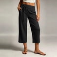 thumbnail image 2 of Ruimatai Womens High Waist Linen Capri Pants with Pockets Drawstring Wide Leg Casual Summer Vacation Daily Lounge Trousers, 2 of 7
