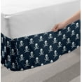 thumbnail image 2 of Pirates Bed Skirt, Jolly Roger Pattern in Classic Nautical Colors Dangerous Halloween Character, Elastic Bedskirt Dust Ruffle Wrap Around for Bedding Decor, 4 Sizes, Dark Blue White, by Ambesonne, 2 of 2