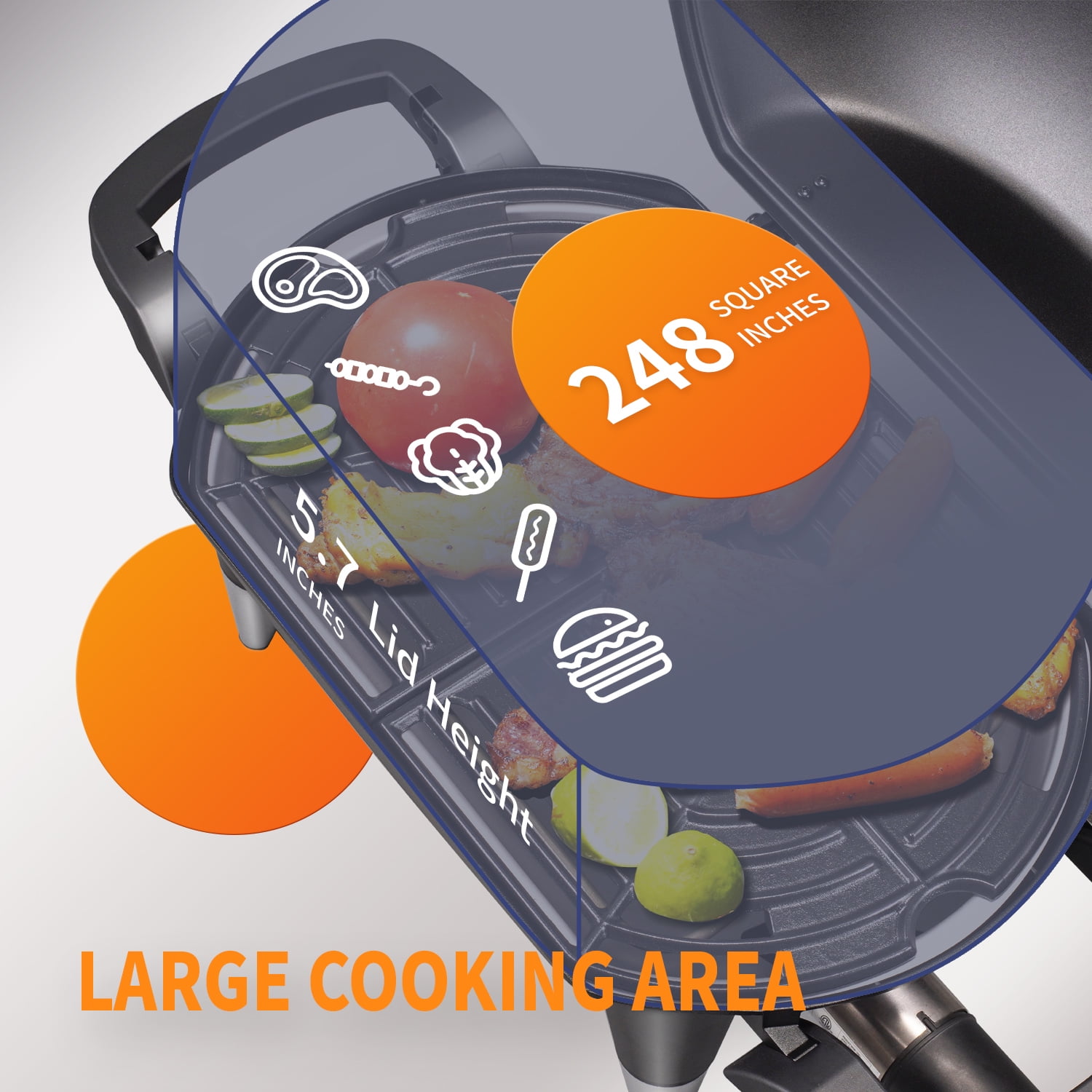 VANSTON Table Top Electric Grill Indoor/Outdoor, 1500W Electric Barbecue Grill & Smoker, Black with Built-In Thermometer (No Stand)