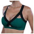 thumbnail image 1 of Gibobby Sports Sujetadores para mujer Cruz Frontal Chaleco Color Tops Ladies'plain Bra Lace Cup Side Full Bra(Verde,XL), 1 of 5
