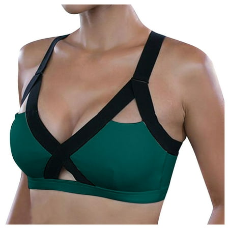 HYSYSB Sports Bras for Women balconette Bras for Women push Up Sports Bra bras for Women lace Full Tops Cup Sports Vest Bra Ladies plain Color Bra Front Side seamless Green XL