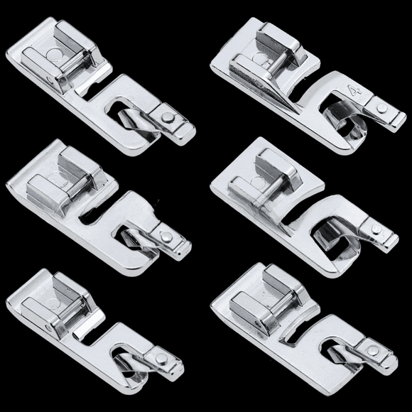 Máquina de coser multifunción para el hogar, prensatelas curvas de 3 mm de ancho y estrecho, prensatelas de encaje enrollado de 6 mm y 4 mm