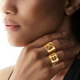 thumbnail image 3 of KeyStyle Gold Plated Initial Rings for Women Letter Statement Cuff Rings for Men Adjustable Jewelry Birthday Gift for Women, 3 of 10