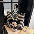 thumbnail image 2 of Bolso de mano a rayas de gran capacidad para mujer, bolsa de lona con dibujos animados de Mickey, nueva moda, 2024, 2 of 5