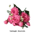 thumbnail image 3 of Flower Bouquet 5 Heads Artificial Rose Buds Wedding Decorative Plastic Silk Cloth Fake Flower, Rose Red, 3 of 8