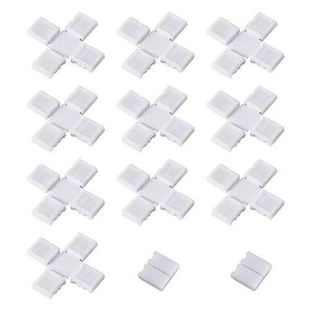 

Frcolor 10pcs LED Light Strip Corner Connector Cross Shape Angle Corner Connector with 2pcs RGB 5050 Clasps