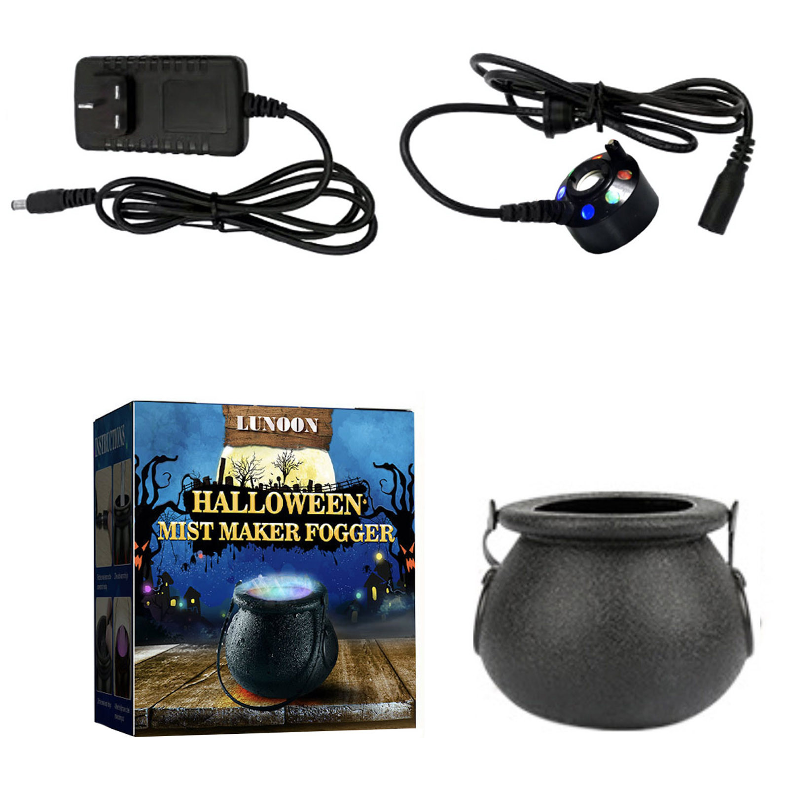OAVQHLG3B Halloween Mist Maker Fogger,Witch Cauldron Fog Maker Water